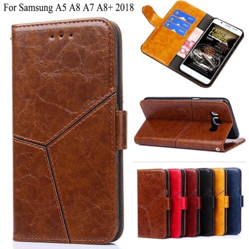 YeLun For Samsung Galaxy A5 A8 A7 A8+ 2018 Luxury Vintage Leather Wallet Case Silicone Soft Phone Cover Case
