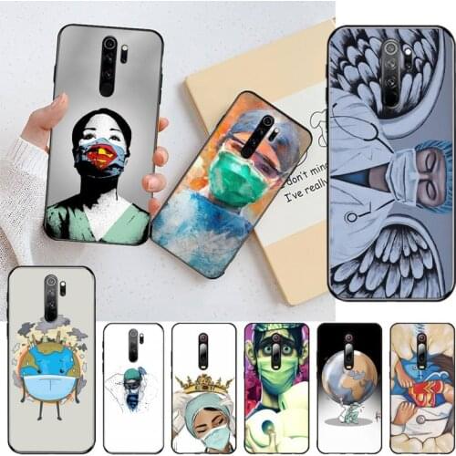 YJZFDYRM Nurse Queen Doctor King Fight Soft Rubber Phone Cover for Redmi Note 9 8 8T 8A 7 6 6A Go Pro Max Redmi 9 K20