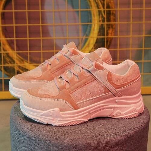 Women Sneakers Solid color Fashion Shoes For Women 2020 Autumn New Outdoor Thick bottom Trend Women Vulcanized Sneakers