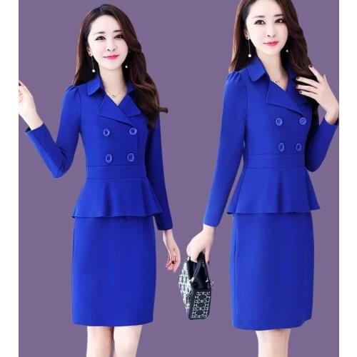 Women High Quality Dress 2021Female Autumn False Two-Piece Suit Dresses Femme Mid-length Slim Temperament Dress Plus Size 5XLC