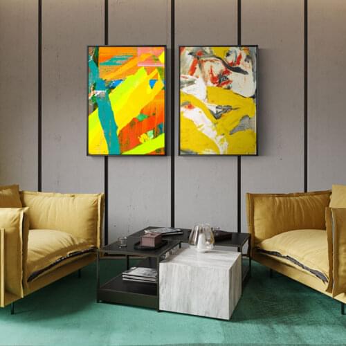 Famous Watercolor Abstract Canvas Poster HD Red Yellow Oil Painting Prints Wall Art Pictures for Living Room Fashion Home Decor
