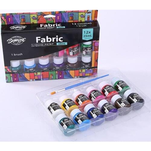 12 Colors 25ml Heavy Body Colors Rich Pigments Fabric Paint Set for Painting Crafts
