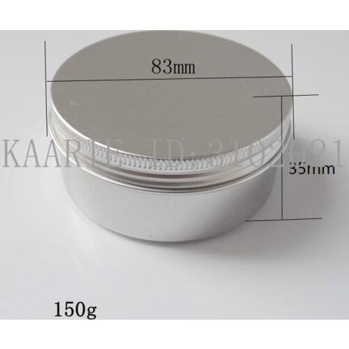 150g 83*35mm refillable empty round aluminum metal tin cans bottle with lids , cosmetic cream container box aluminum jar