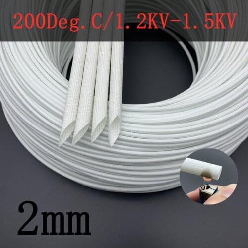 5MeterID 2mm Fiberglass Cable Sleeve Insulation Soft Braided Chemical Fiber Glass Tube High Temperature Pipe Wire Wrap Protector