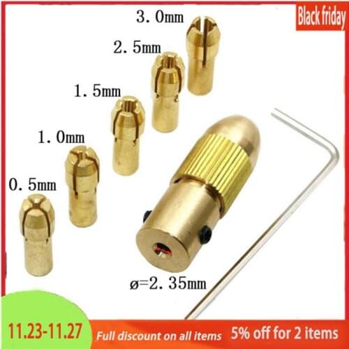 7PCS 0.5-3mm Drill Bit Chuck Collets Set of Quick Chuck for Mini Tools Copper Drill Folder Copper Cap Drill Collet Tool