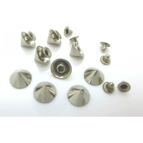 Free shipping -50 Sets Silver Tone Cone Rivet Studs Spots 10x6mm 5.5x5.5mm Bag Leather Clothes J1769