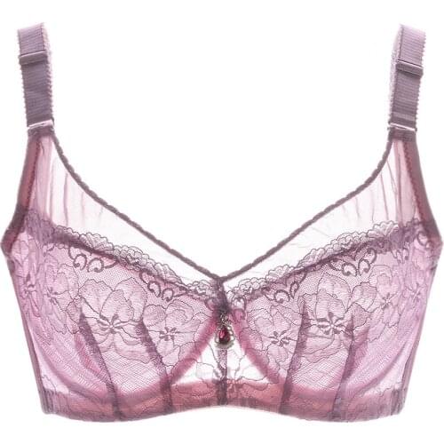Meizimei transparent ultra thin lace sexy lingerie underwire bras for women brassiere underwear plus size push up crop top bh