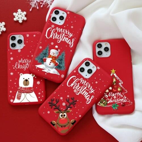 Merry Christmas Phone Case For iPhone 7 8 6 6S Plus Cute Reindeer Bear Funda For iPhone 11Pro 12Pro XS MAX XR X SE2 12 Mini Case