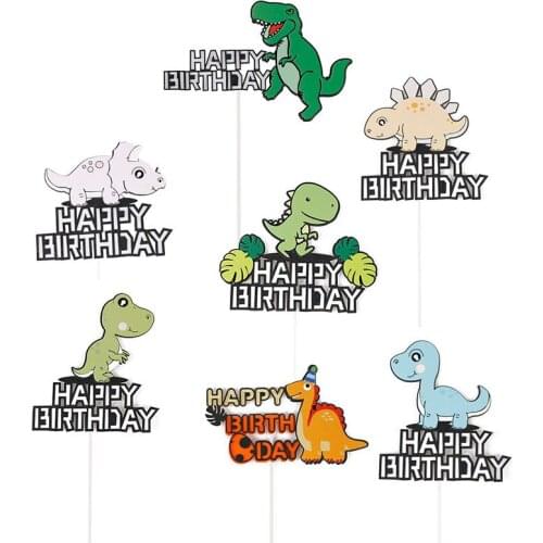 Dinosaur Happy Birthday Cake Toppers for Baby Shower Boy`s Birthday Cake Decoration Jungle Theme Birthday Cake Decoration