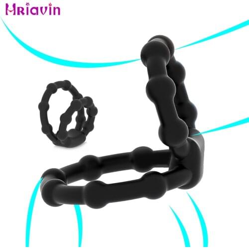 Double Penis Ring For Adult Men Ejaculation Delay Cock Ring Lasting Erection Cockring Male Sex Toys Flexible Silicone Penis Ring