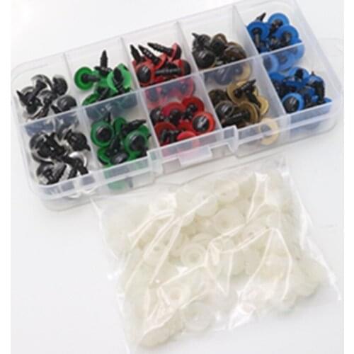 100PCS 10mm Mix Color Plastic Animal Safety Eyes For Toys Teddy Bear Stuffed For Dolls Craft Amigurumi Accessories Box