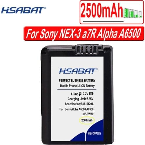 HSABAT 2500mAh NP-FW50 NP FW50 Battery for Sony Alpha a6500 a6300 a7 7R a7R a7R II a7II NEX-3 NEX-3N NEX-5
