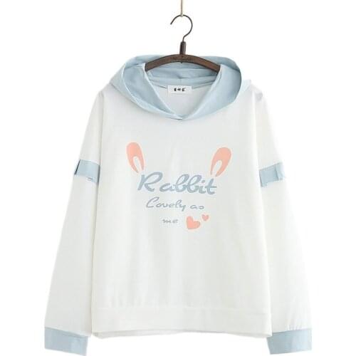 2021 New Thin Women Hoodies Sweatshirt Girl Preppy Style Student Hoodie Harakuju Casual Pullover With Ears On Hood 2112788