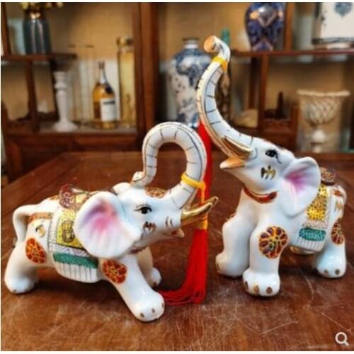 CERAMIC ELEPHANT THOUSAND SAIL MAPLE LEAF SOUTHEAST ASIA ELEPHANT DISPLAYS AN ANIMAL HOUSEHOLD GIFT WEDDING STATUE SCULPTURE