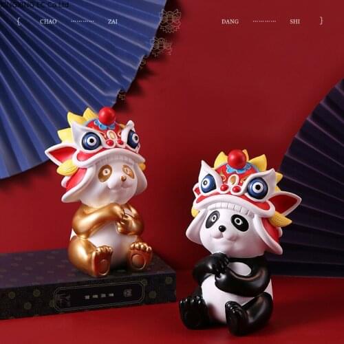 Creative Panda Decoration Lucky New Home Gift Desktop Decoration Living Room Decoration Accessories Animal Sculpture Crafts