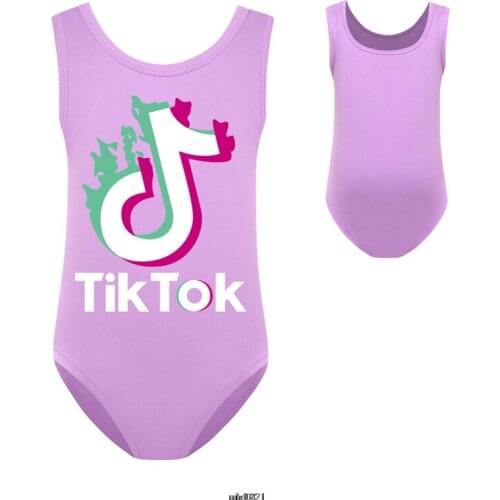 Tik Tok 2-14Years Girls Swimsuit Brand New Summer Children Girls One Piece Swimwear Swimsuits Beachwear Bathing Suits Monokini