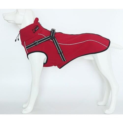 Pet Dog Jacket Polyester Fleece Lined Dog Coat with Reflective Strip Oudoor Sport Dog Clothes for Medium to Large Dogs