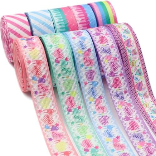 5 Yards 1" 25MM Color Stripes Love Heart Printed Ribbon For Hair Bows DIY Crafts Handmade Accessories Y2021030902