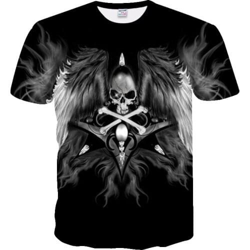 New horror skull t-shirts 3D printed graphic T shirt Harajuku black t-shirt Summer fun T-shirts New goth costume Oversized shirt