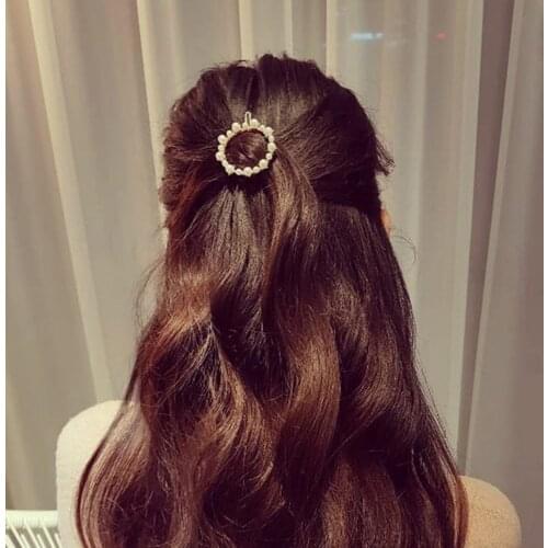 Wholesale 11 Type Hot Pearl Snap Barrette Hair Clips Stick Hairpin for Elegant Jewelry Acrylic Hair Grips for Fashion Women Gift