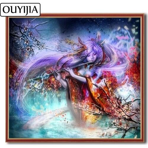 OUYIJIA Atr Oil Butterfly Beautys 5D DIY Diamond Painting Bird Spirit Embroidery Mosaic Diamond Rhinestone Flowers Decoration