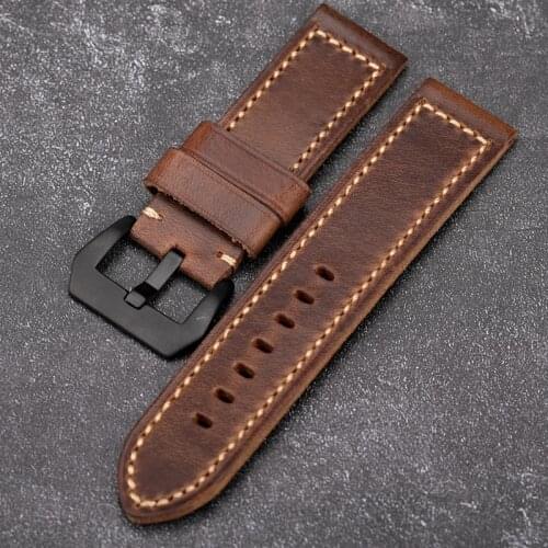 Handmade Italian Cowhide Watchband 20 22 24MM Adapted For PAM111 441 Male Thickened Bracelet Bronze Strap