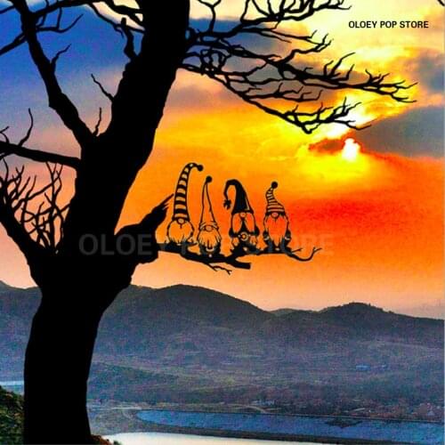 Garden Metal Branch Gnomes Decor Silhouette Steel Dwarf Elf Sign Cute Standing Hollow Insert Art Yard Outdoor Backyard Home