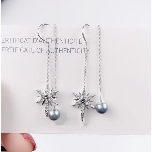 Brand 1:1 new series of starfish pearl pierced earrings, lovely, elegant and exquisite silver jewelry for ladies