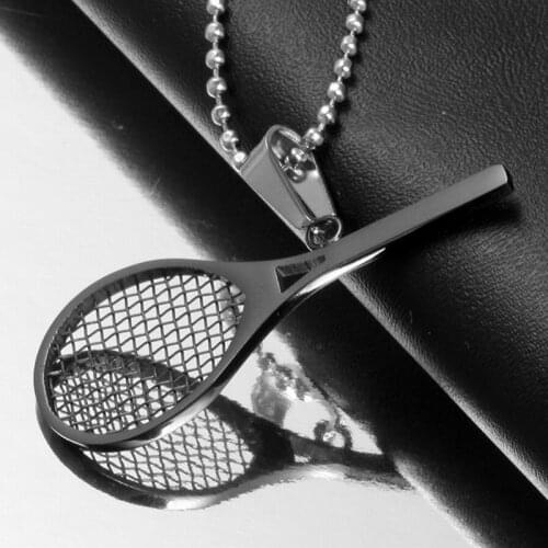 Tennis Racket Pendant Necklace Fashion Gift Outdoor Titanium Steel Beads Chain Unisex Chain Trendy Choker