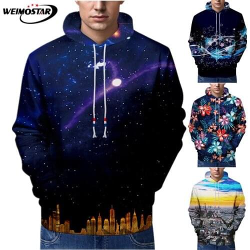 Weimostar 3D Night sky Hoodies Sweatshirts Men Women Hoodie Casual Skateboard Tracksuits Fashion Autumn Hip Hop Hooded Pullover