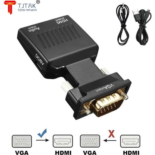 Vga Macho Para HDMI Conversor FMEA Audio Adaptador de Entrada de Alimentacao Cabo 720p/1080p Para HDTV Monitor Projetor computa