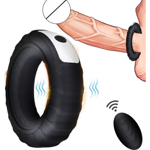 Time Delay Ejaculation Cock Ring Male Penis Vibrator Clitoris Stimulator Wireless Remote Control Sex Toy for Couple Adult Men