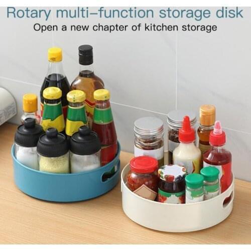 360 Rotating Tray Kitchen Storage Seasoning Containers For Spice Jar Snack Food Non Slip Racks Bathroom Tray Cosmetics Organizer
