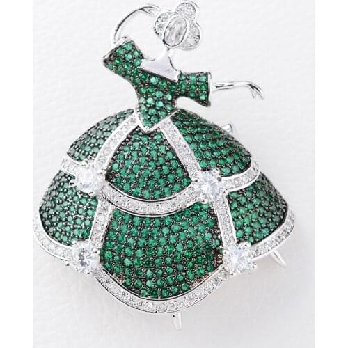 High-grade Green Dancing Beauty Brooch Pin Garment Accessories Birthday Gift brooches for women rhinestone brooch Pin