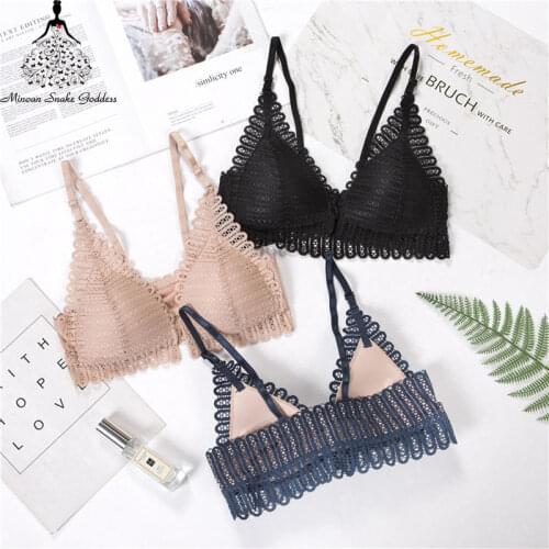 Sexy Lace Bras For Women Bralette Wireless Front Closure Brassiere BH Push up Bra Comfort Breathable Backless Seamless bra