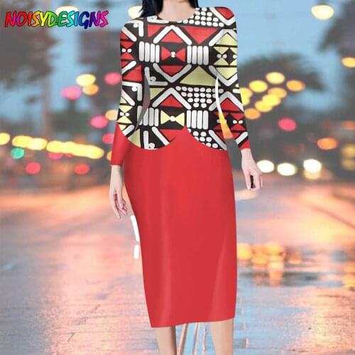 NOISYDESIGNS Long Sleeve Fashion Dresses Casual Women Dress Creativity Ankara Designs Dress Maxi Dresses Vestidos Largos Femme