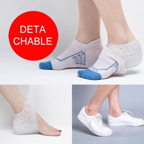 1pair 2/3/4/5cm Invisible Height Increase Pad Soft Silicone Sock Liners Height Lift Heel Insole Pain Relieve Women Men Feet Care