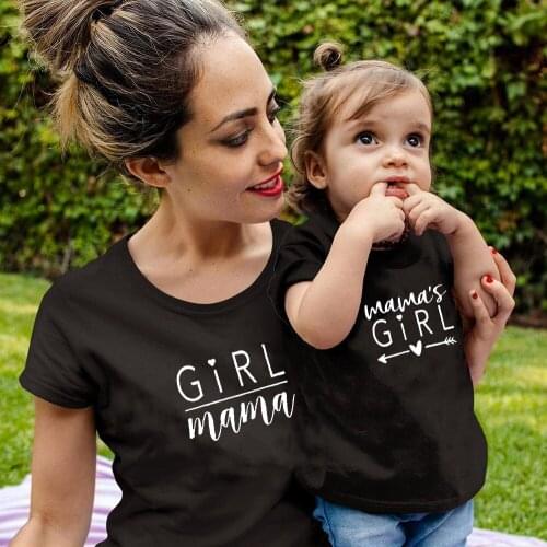 1pcs 1pcs Girl Mom Mamas Girl Mommy & Me Shirts Family Matching Clothes Summer Casual Mother and Daughter Clothes Family Look
