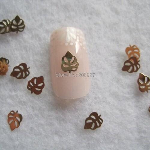 MS282-2 100pcs Gold Cute Leaf Metal Sticker Nail Art Metal Sticker Nail Art Decoration Non-adhesive Sticker