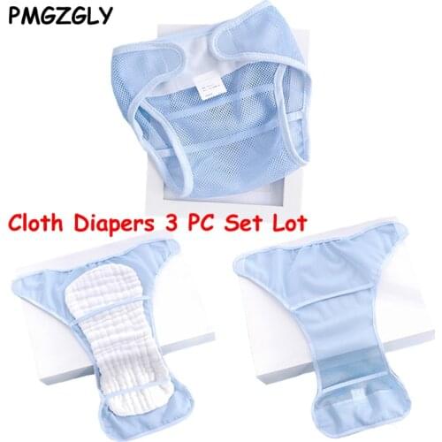 3 PC Lot Baby Training Diaper Repeated Washing Adjustable Breathable Diaper Cover Mamas Helper Newborn Cotton Diaper Pants