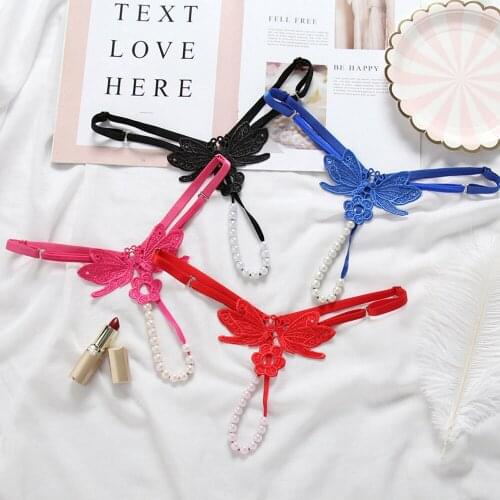 5pcs/lot female Sexy Panties thong beading Women Underwear sex girl Briefs Butterfly Intimates bragas hot 2146P5