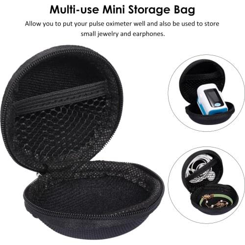 5pcs Storage Bag for Fingertip Pulse Oximeter EVA Portable Bag with Net Earphone Carrying Case Holder