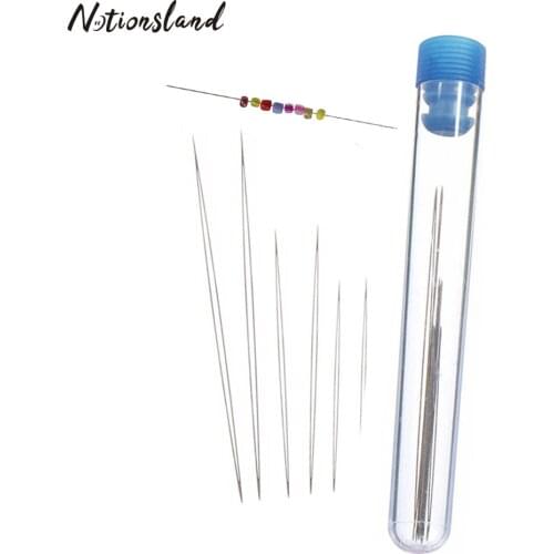 6 Pcs Big Eye Beading Needles Stainless Steel Needles with Needle Bottle for Bead Threading Making Tools 3 Sizes