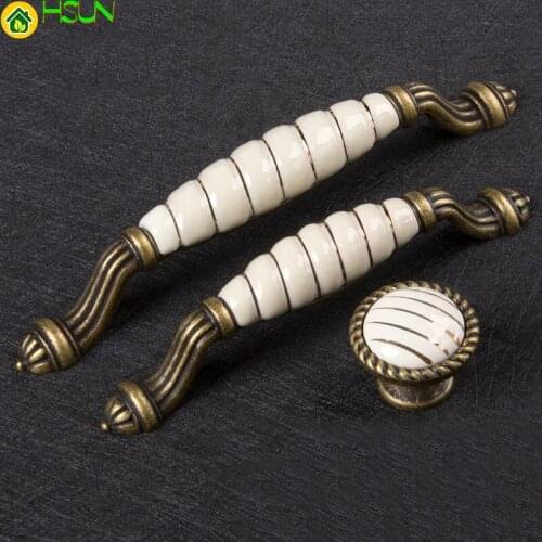 Country Style White Door Handles Ceramic Drawer Pulls Knob Kitchen Cabinet Handles and Knobs Furniture Handles