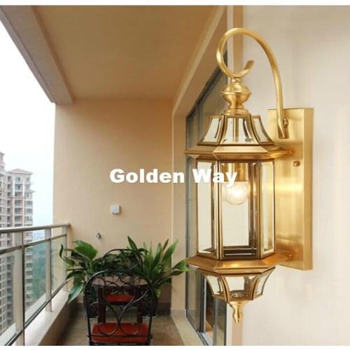 Free Shipping Outdoor Brass Wall Lamp American Design Crystal Wall Sconce Brass color Wall Lighting Lamp Wall Brackets Lights