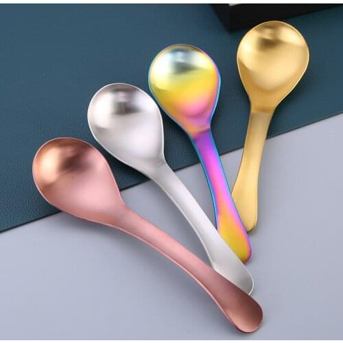 Large Size 304 Stainless Steel Soup Spoon High-polish Long Handle Rice Spoons Kitchen Service Flatware