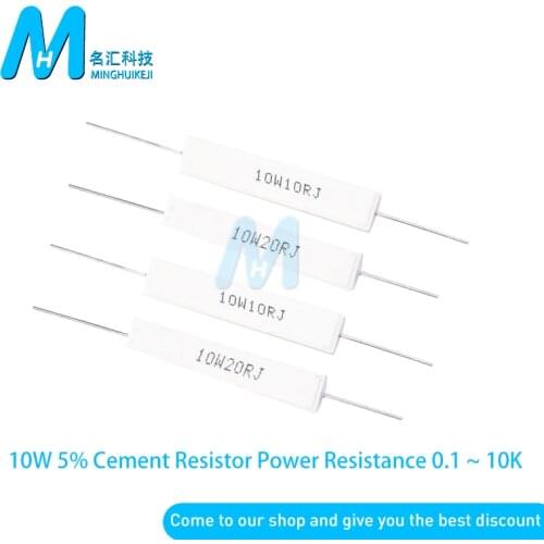 10pcs 10W 5% Cement Resistor Power Resistance 0.1 ~ 10K 0.1R 0.5R 10R 50R 0.22 0.33 0.5 1 2 5 8 10 15 20 25 30 100 1K 2K 5K1 ohm