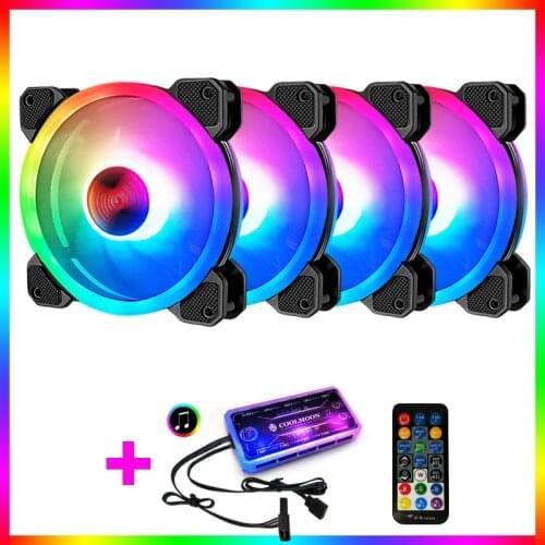 Coolmoon AURA SYNC RGB Fan with IR Remote Controller Quiet 120mm Computer Case CPU Cooler and Radiator RGB Case Fans