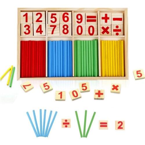 Wooden Mathematical sticks Intelligence Counting sticks Wood Number Blocks Montessori Math Wooden toys for Kids Early Learning