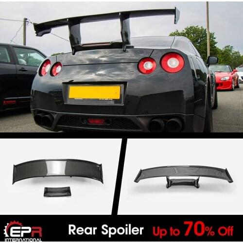 For Nissan GTR R35 N-ATTK Style Carbon Glossy Rear Spoiler Wing Exterior Accessories kits (Included Lights)